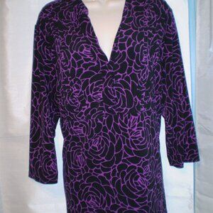 STYLE&CO BLACK/PINK CAREER BLOUSE V NECK SZ 2X